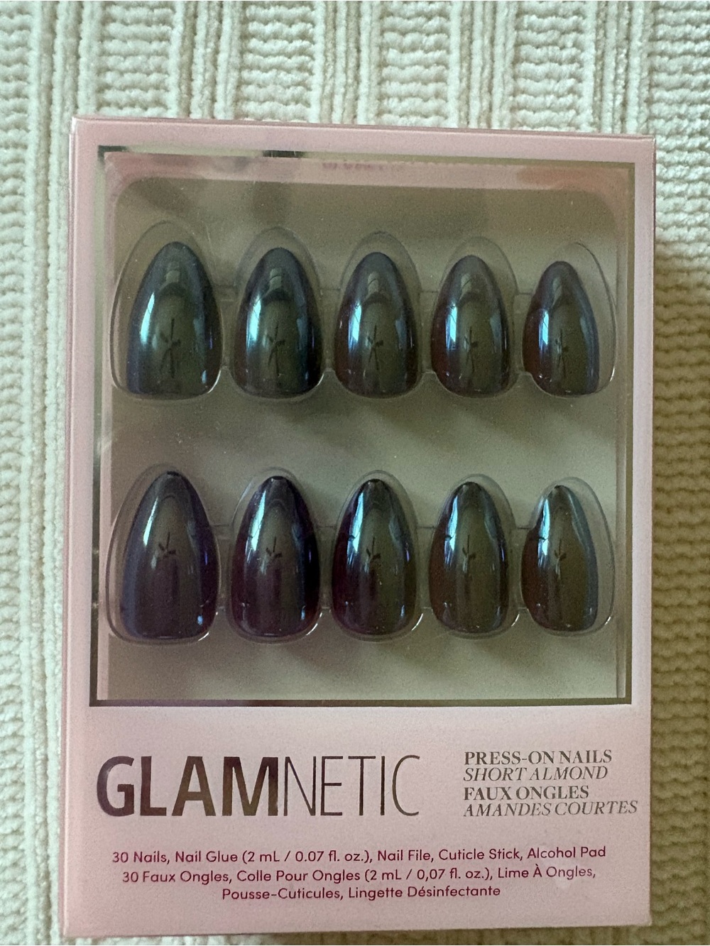 New GLAMnetic Short Almond Press-On Nails — Deep Blue Chrome